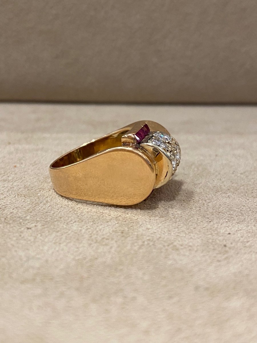 Diamond And Ruby Tank Ring Verneuil-photo-2