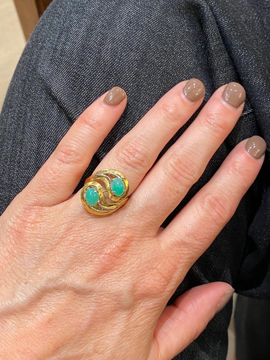 Bague Toi &moi Vintage Or Et Chrysoprases-photo-1