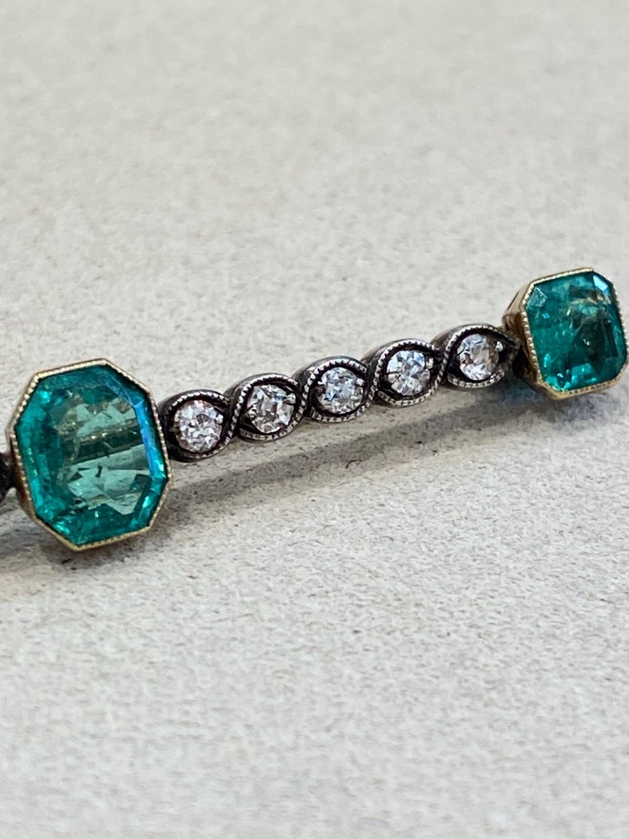 Emerald & Diamond Barrette Brooch-photo-2