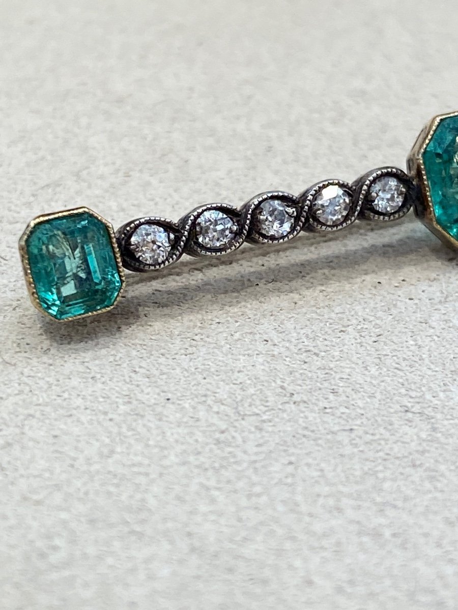 Emerald & Diamond Barrette Brooch-photo-3