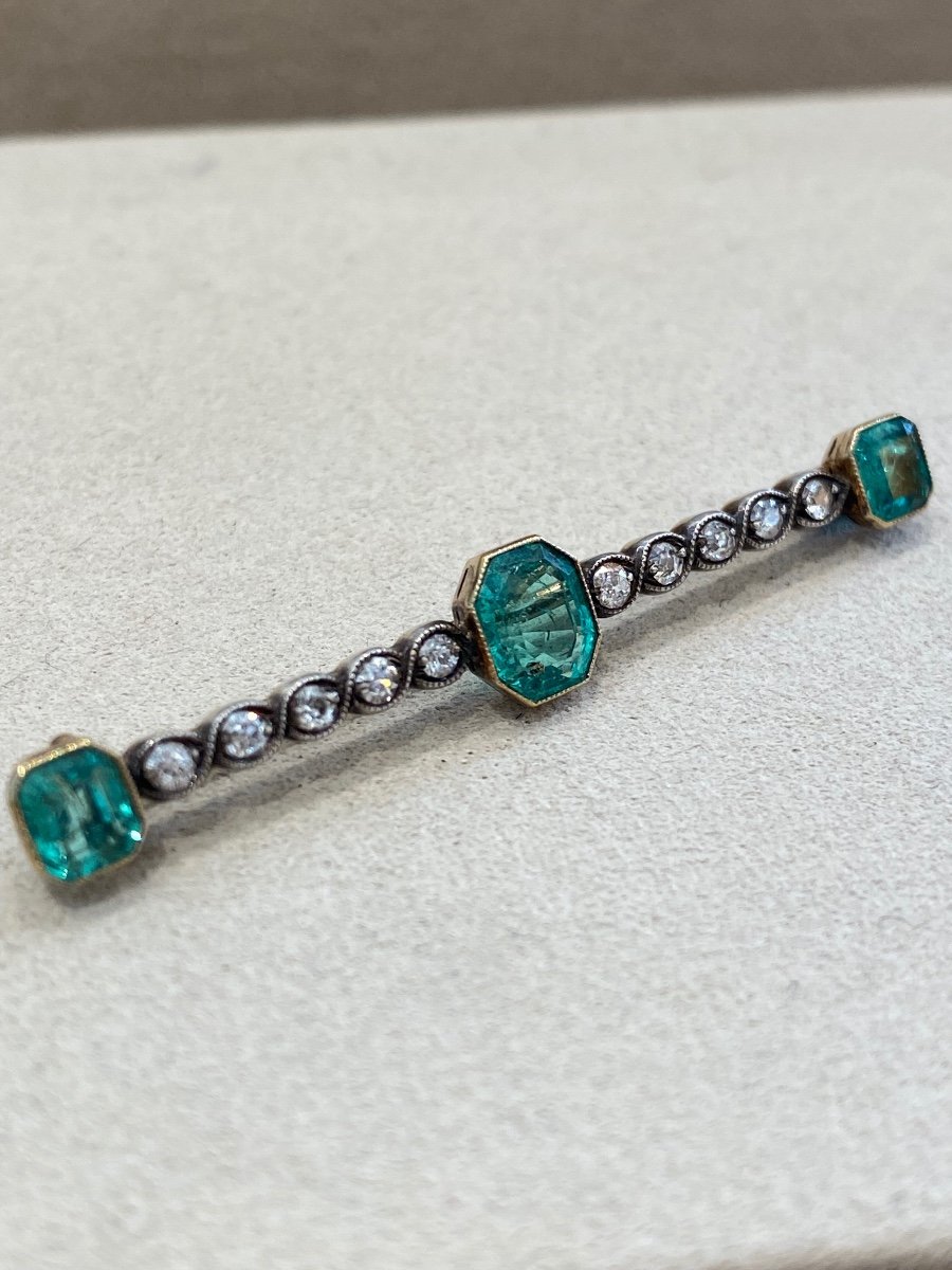 Emerald & Diamond Barrette Brooch-photo-4