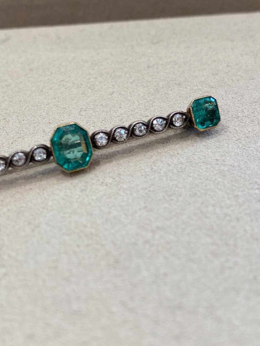 Emerald & Diamond Barrette Brooch-photo-4