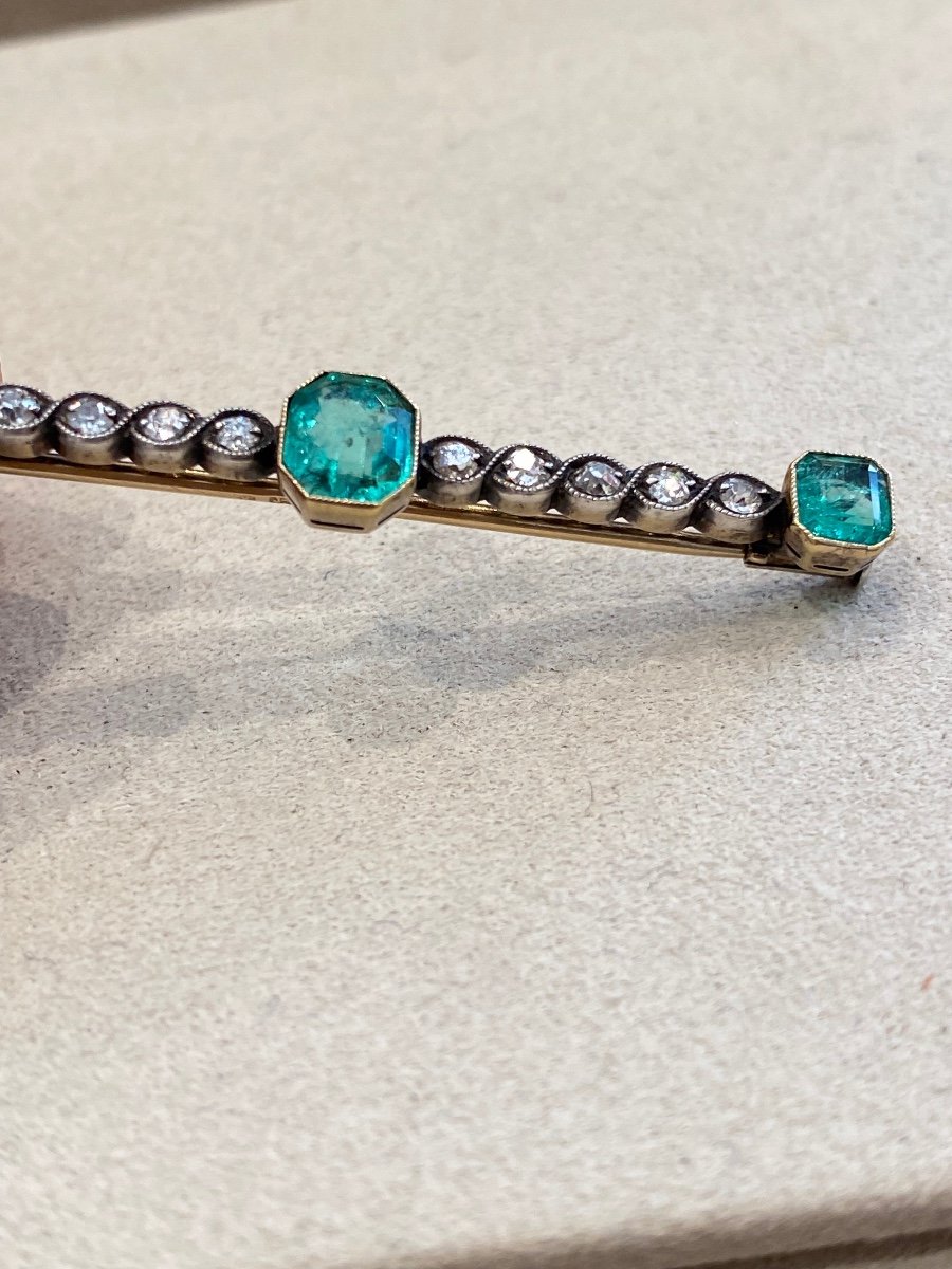 Emerald & Diamond Barrette Brooch-photo-5