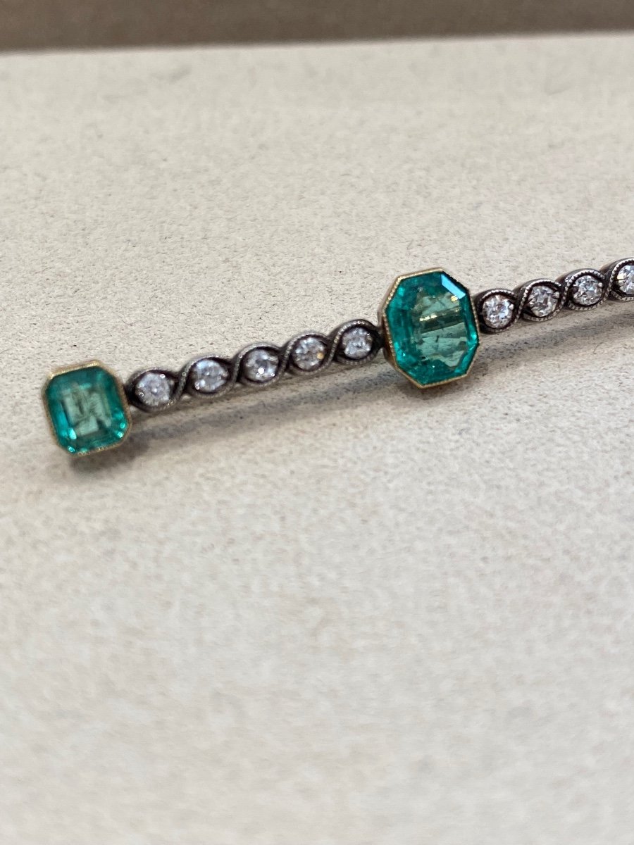 Emerald & Diamond Barrette Brooch-photo-6