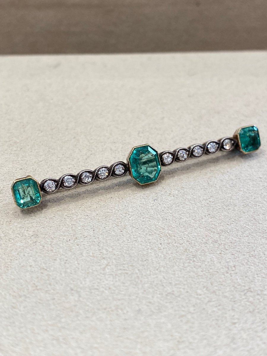 Emerald & Diamond Barrette Brooch-photo-7