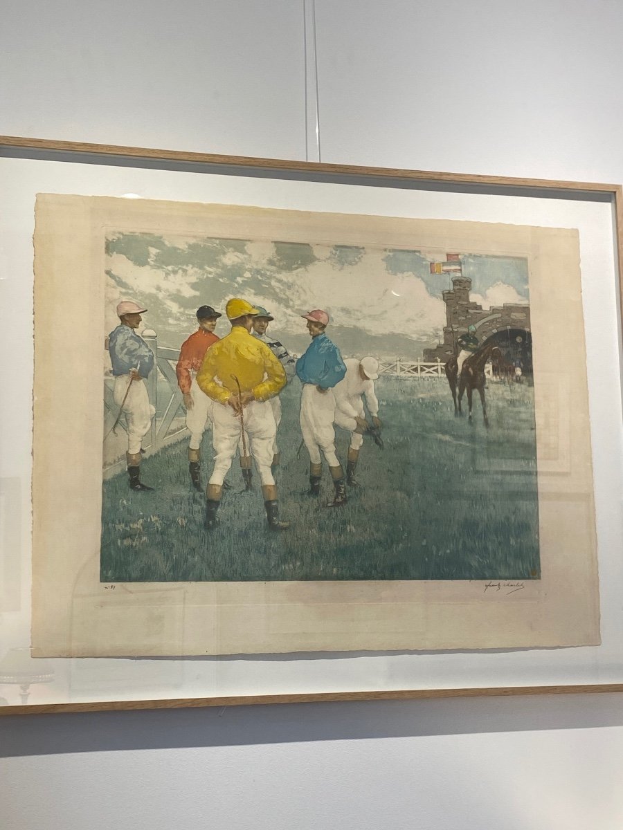 Frantz Charlet (1862-1928), The Jockeys Before The Race, Aquatint-photo-6