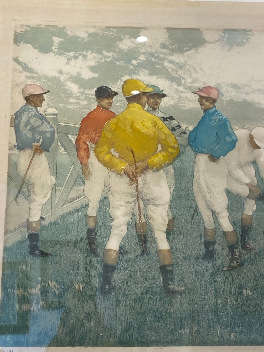 Frantz Charlet (1862-1928), The Jockeys Before The Race, Aquatint