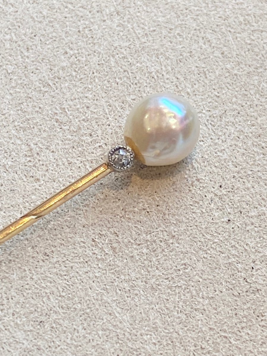 Pearl & Diamond Tie Pin-photo-1