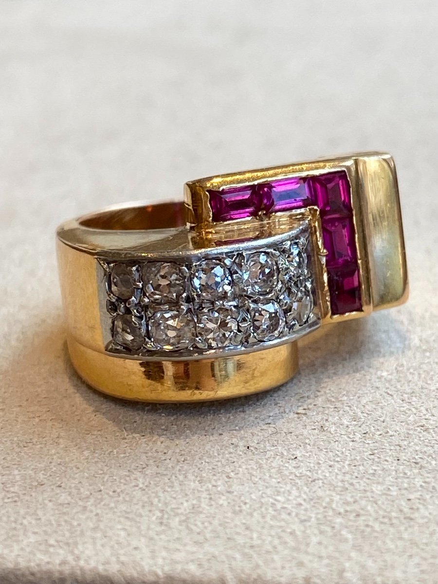 Diamond & Ruby "bridge" Tank Ring