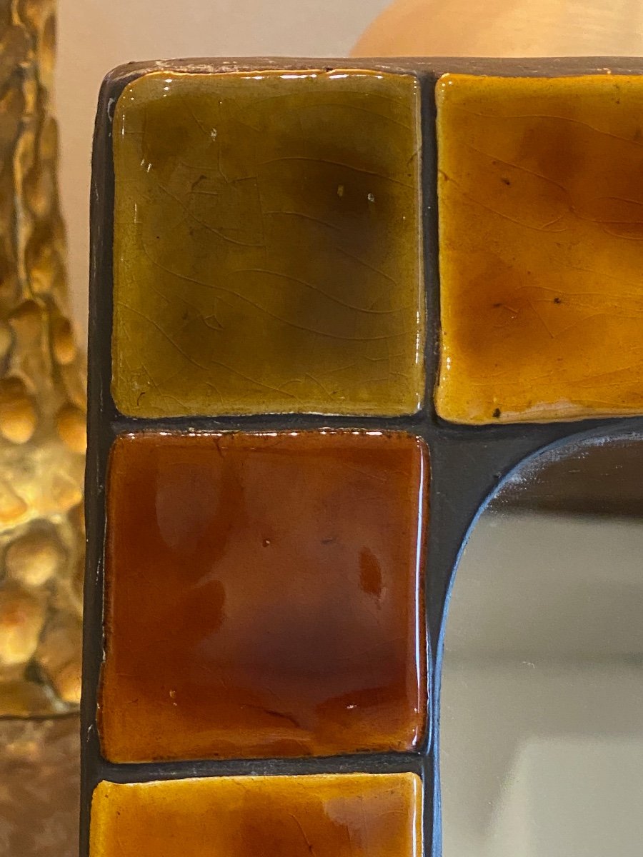 Mithe Espelet (1923-2020), "tile" Mirror In Autumn Tones-photo-4