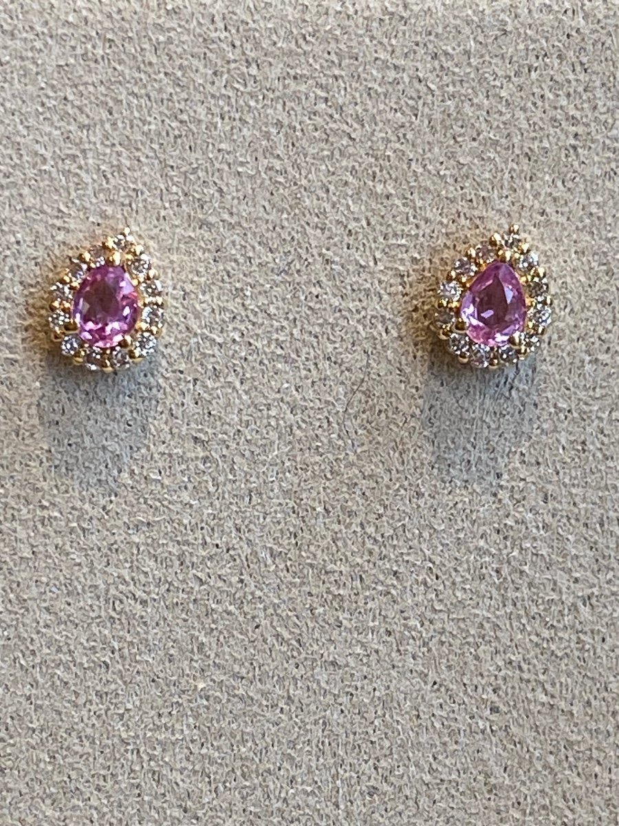 Pair Of Pear Cut Pink Sapphire Earrings-photo-3