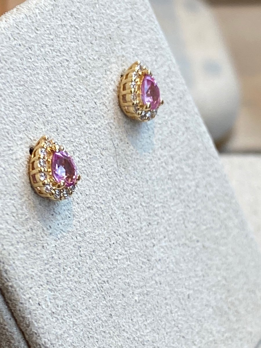 Pair Of Pear Cut Pink Sapphire Earrings-photo-4