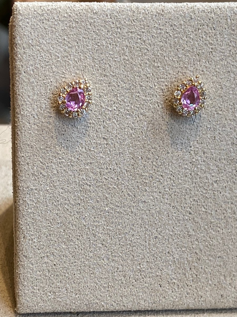 Pair Of Pear Cut Pink Sapphire Earrings-photo-1