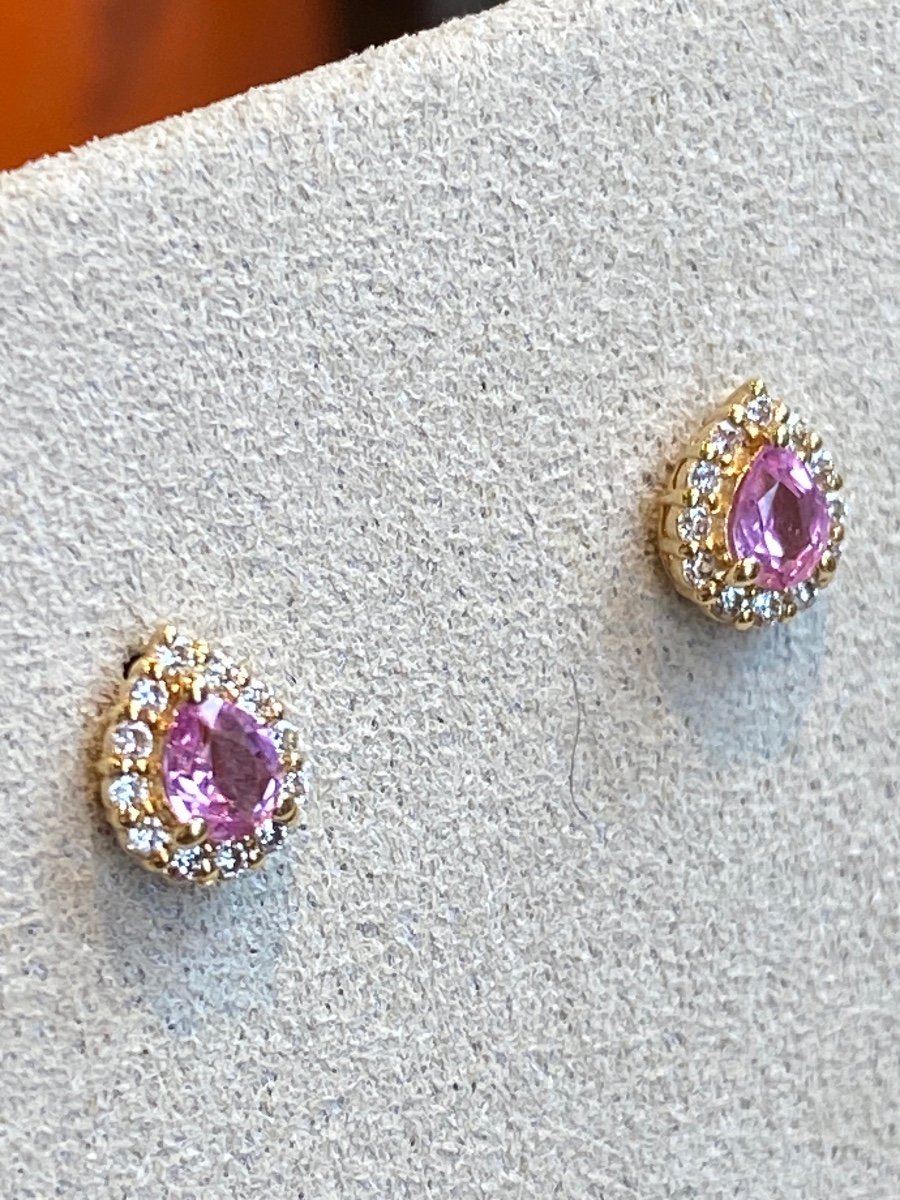 Pair Of Pear Cut Pink Sapphire Earrings-photo-3