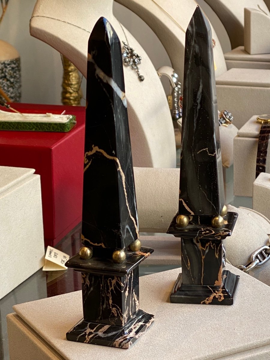 Pair Of Black Marble Obelisks-photo-7