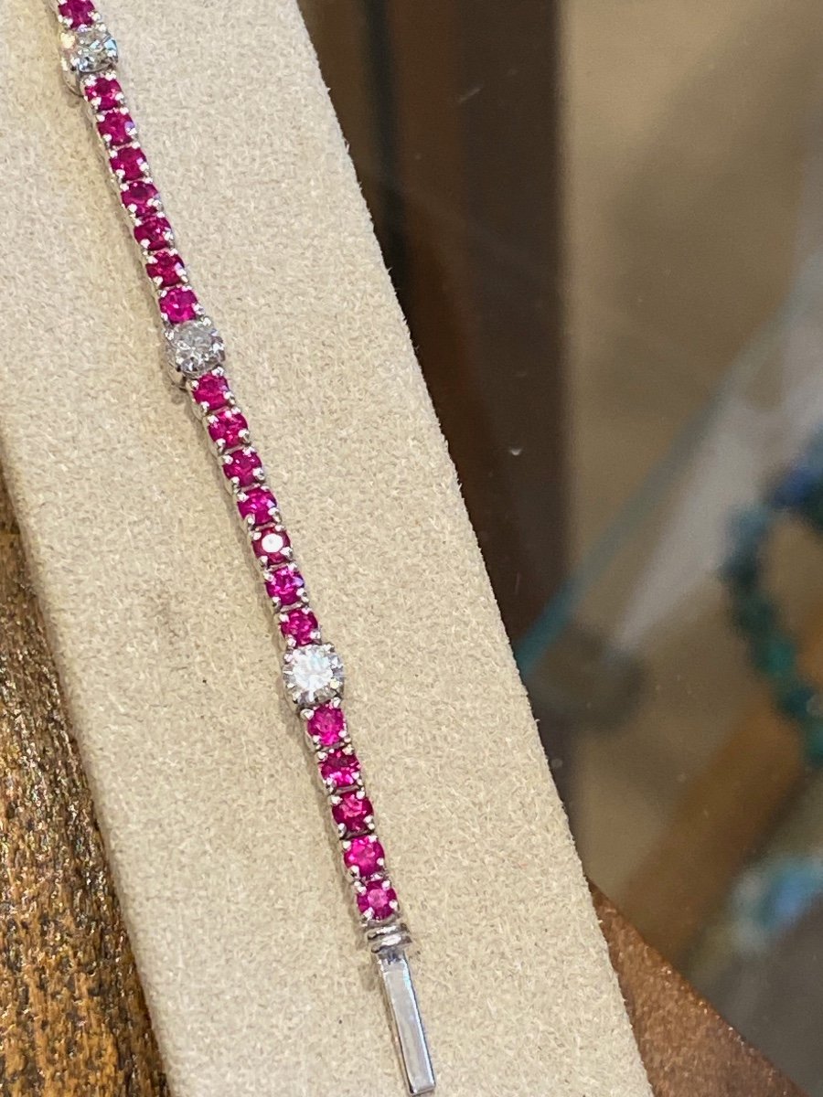 Bracelet Tennis Or Gris Rubis & Diamantse-photo-2