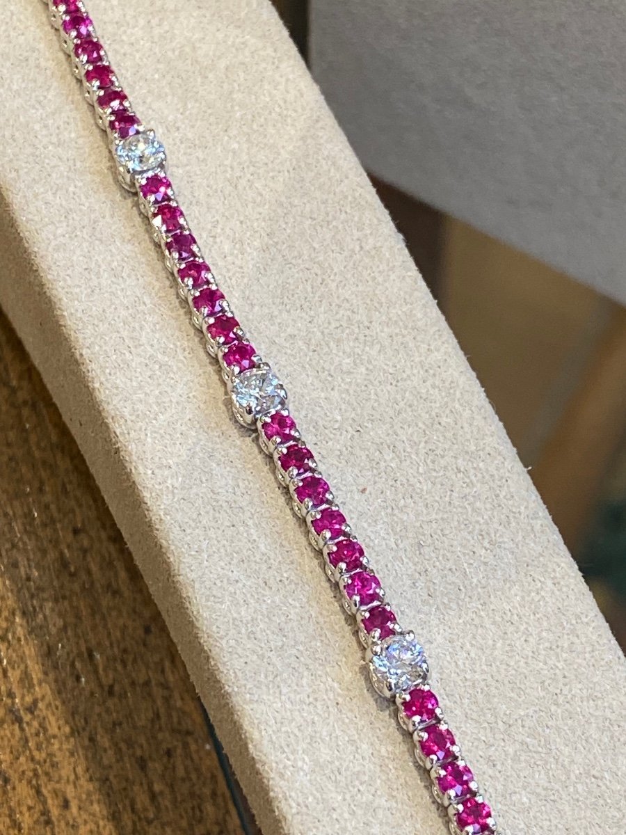 Bracelet Tennis Or Gris Rubis & Diamantse-photo-3