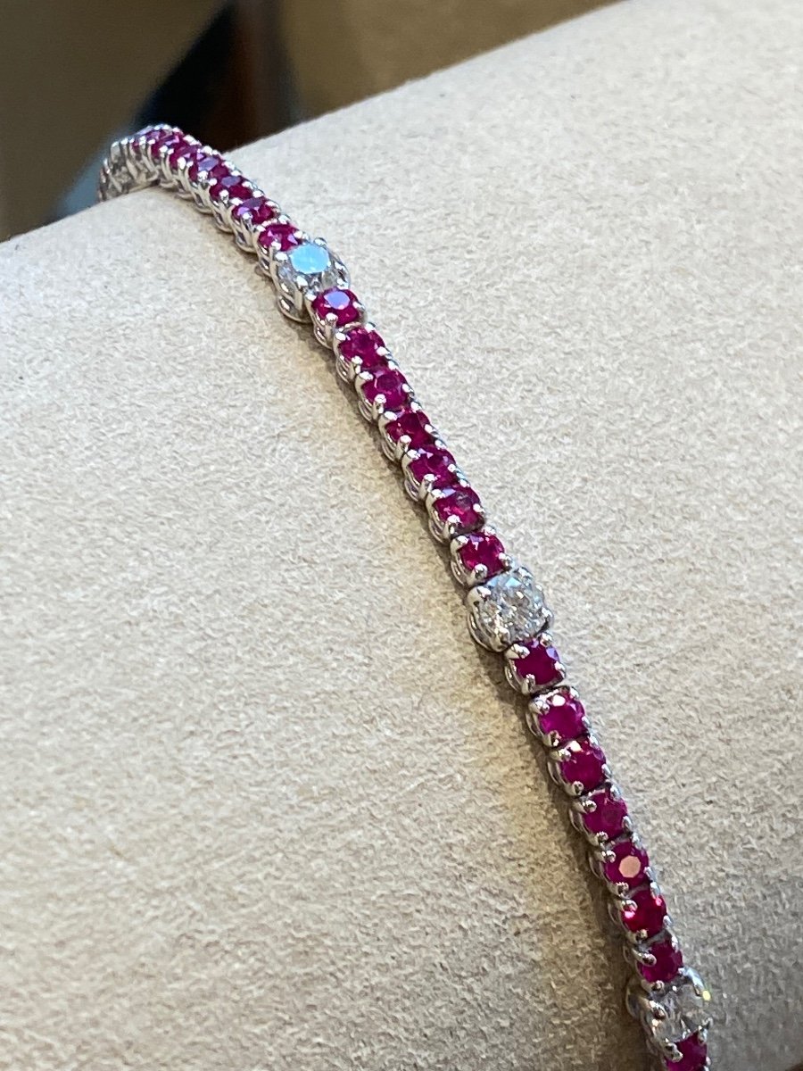 Bracelet Tennis Or Gris Rubis & Diamantse-photo-1