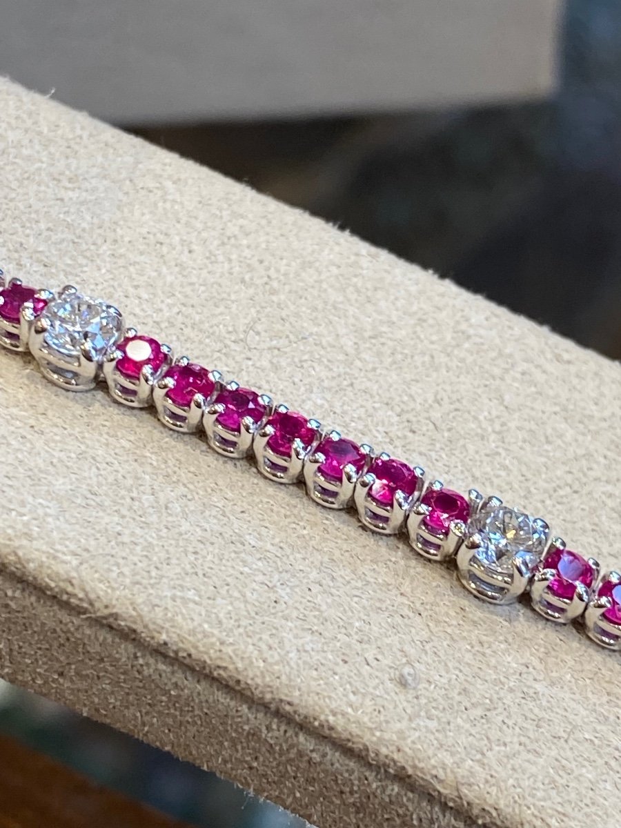 Bracelet Tennis Or Gris Rubis & Diamantse-photo-2