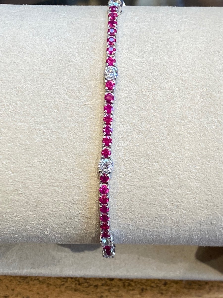 Bracelet Tennis Or Gris Rubis & Diamantse-photo-3