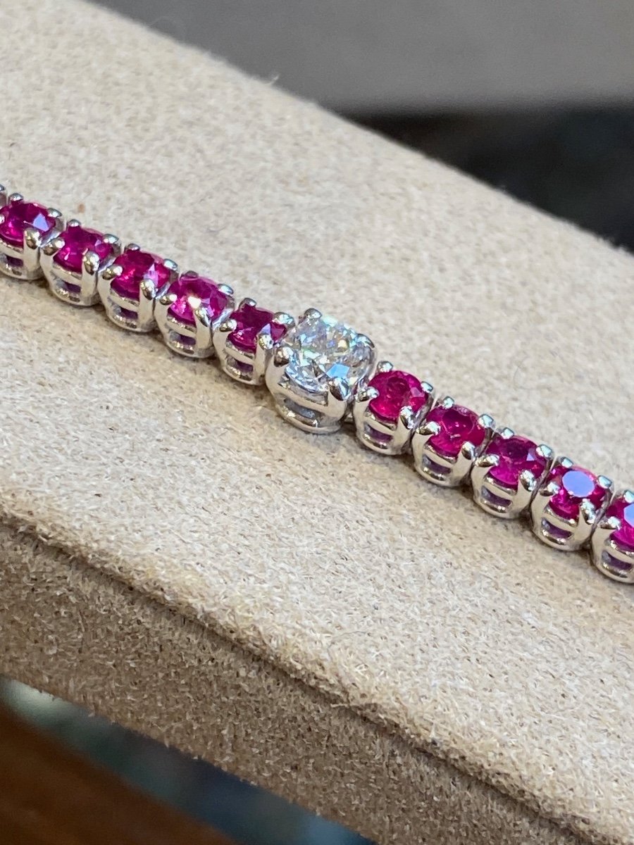 Bracelet Tennis Or Gris Rubis & Diamantse-photo-4