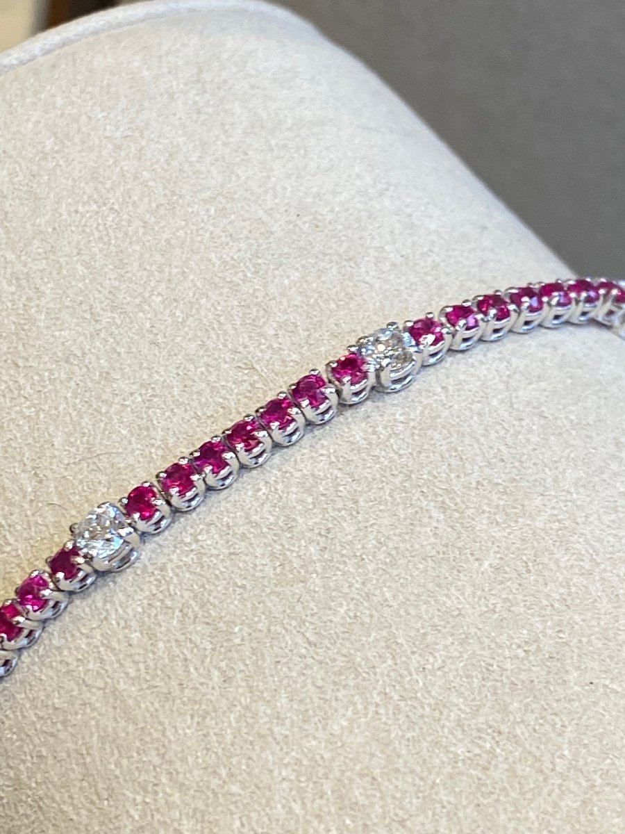 Bracelet Tennis Or Gris Rubis & Diamantse-photo-5