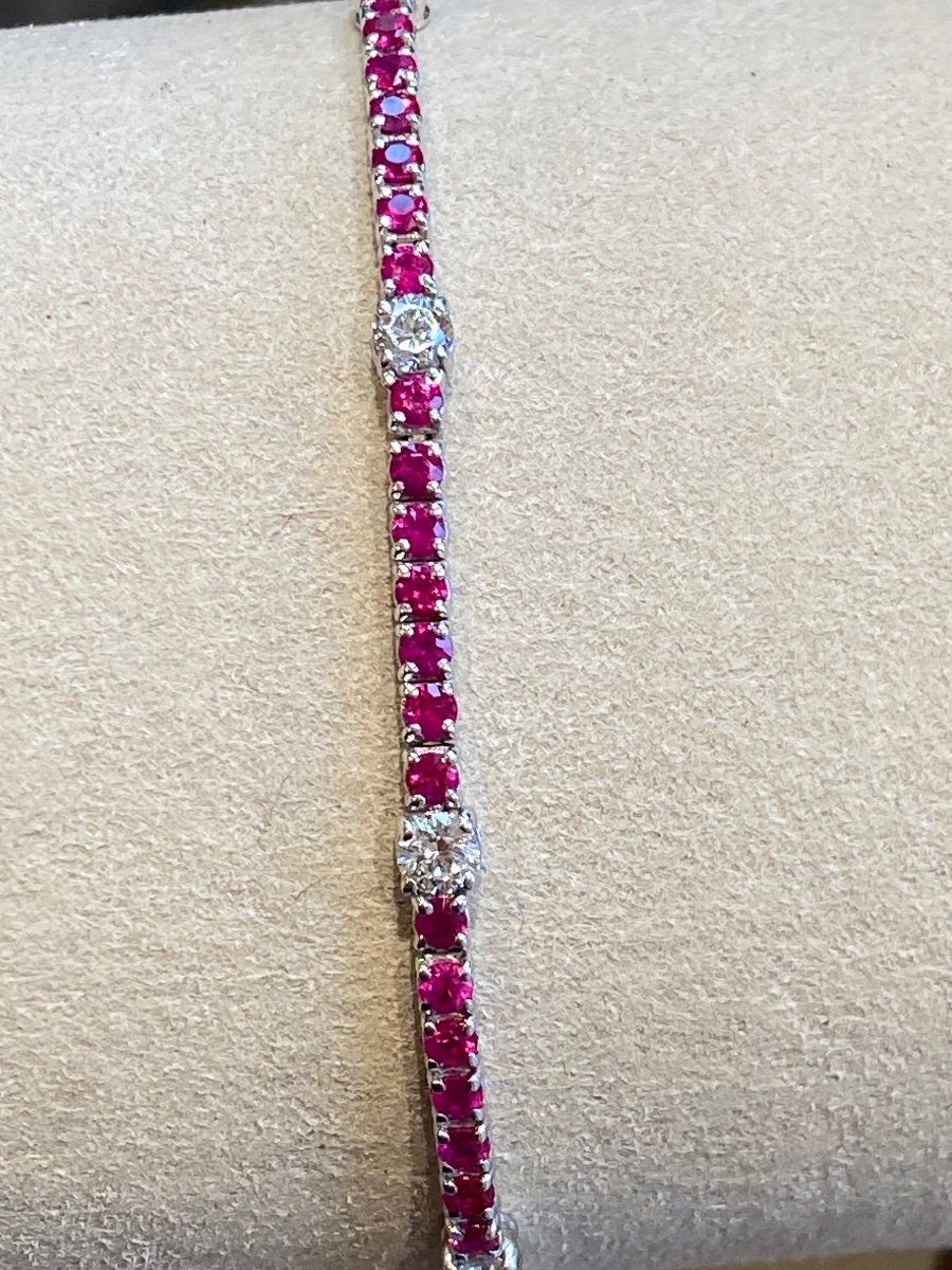 Bracelet Tennis Or Gris Rubis & Diamantse-photo-6