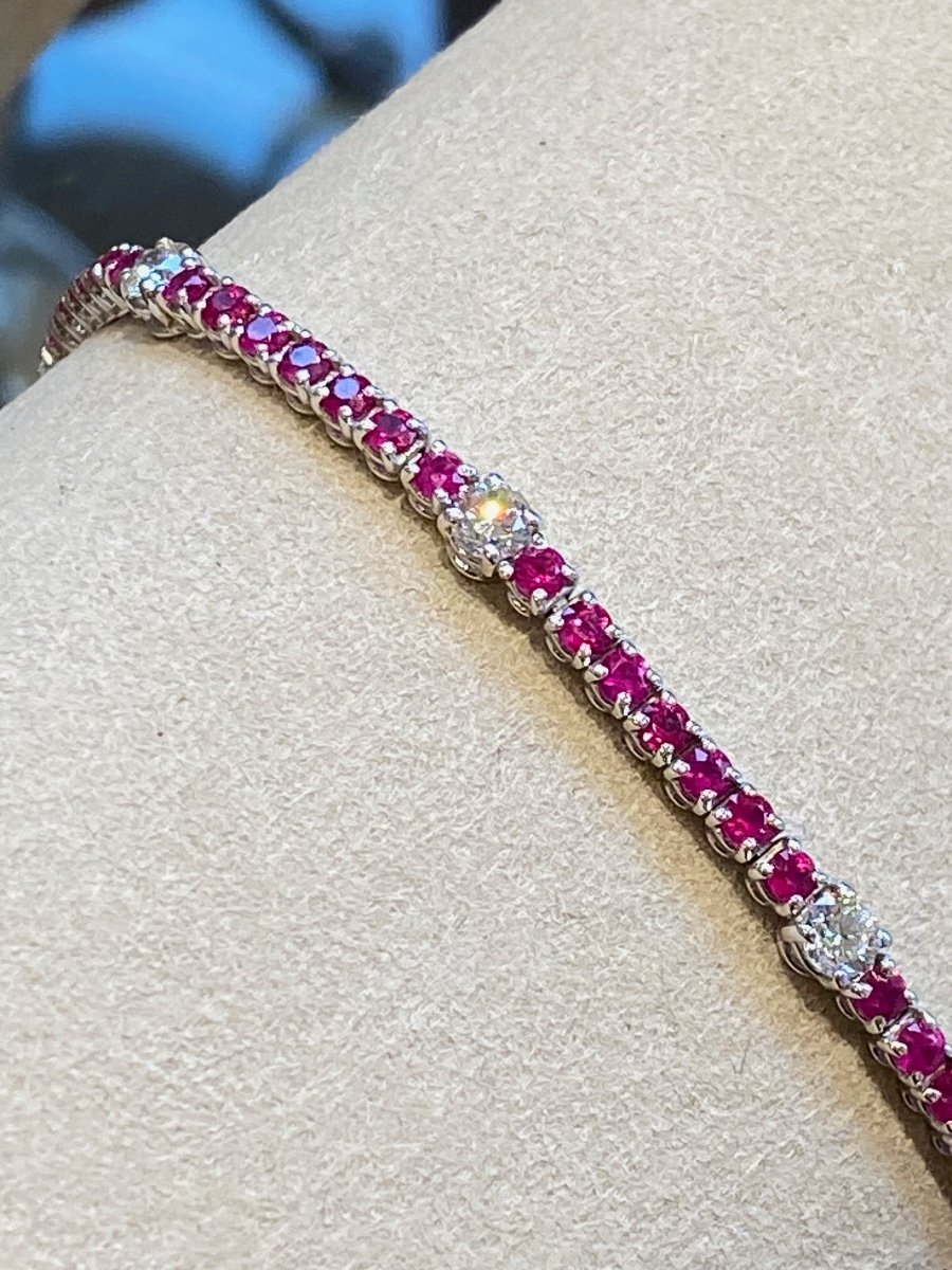 Bracelet Tennis Or Gris Rubis & Diamantse-photo-8