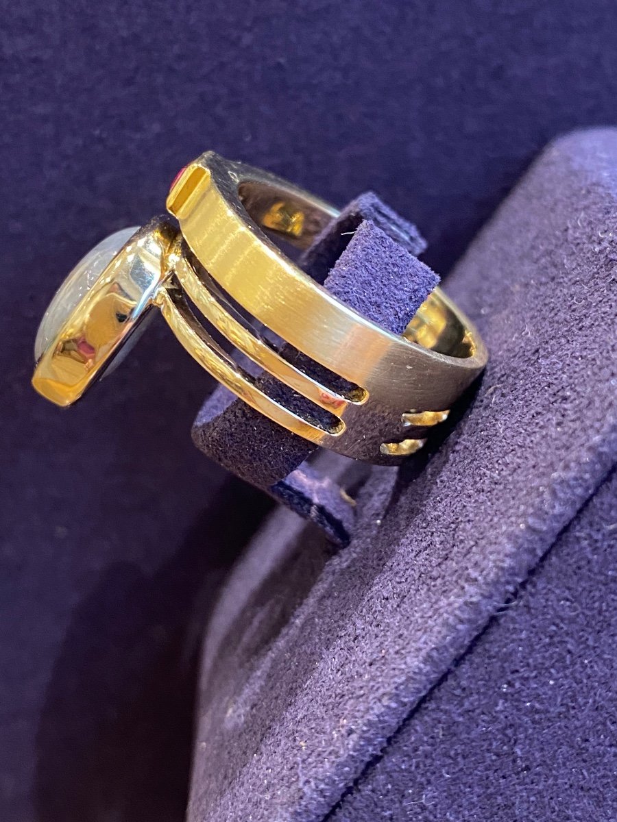 Janine Renard, Bague Moderniste Saphir Etoile-photo-1