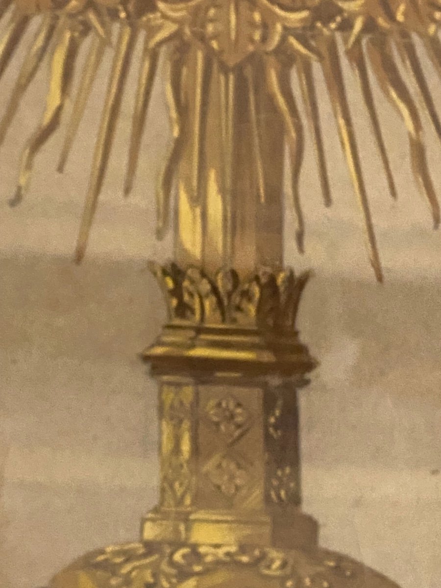 Monstrance, Gouache In The Style Of Placide Poussielgue-rusand (1824-1889)-photo-4