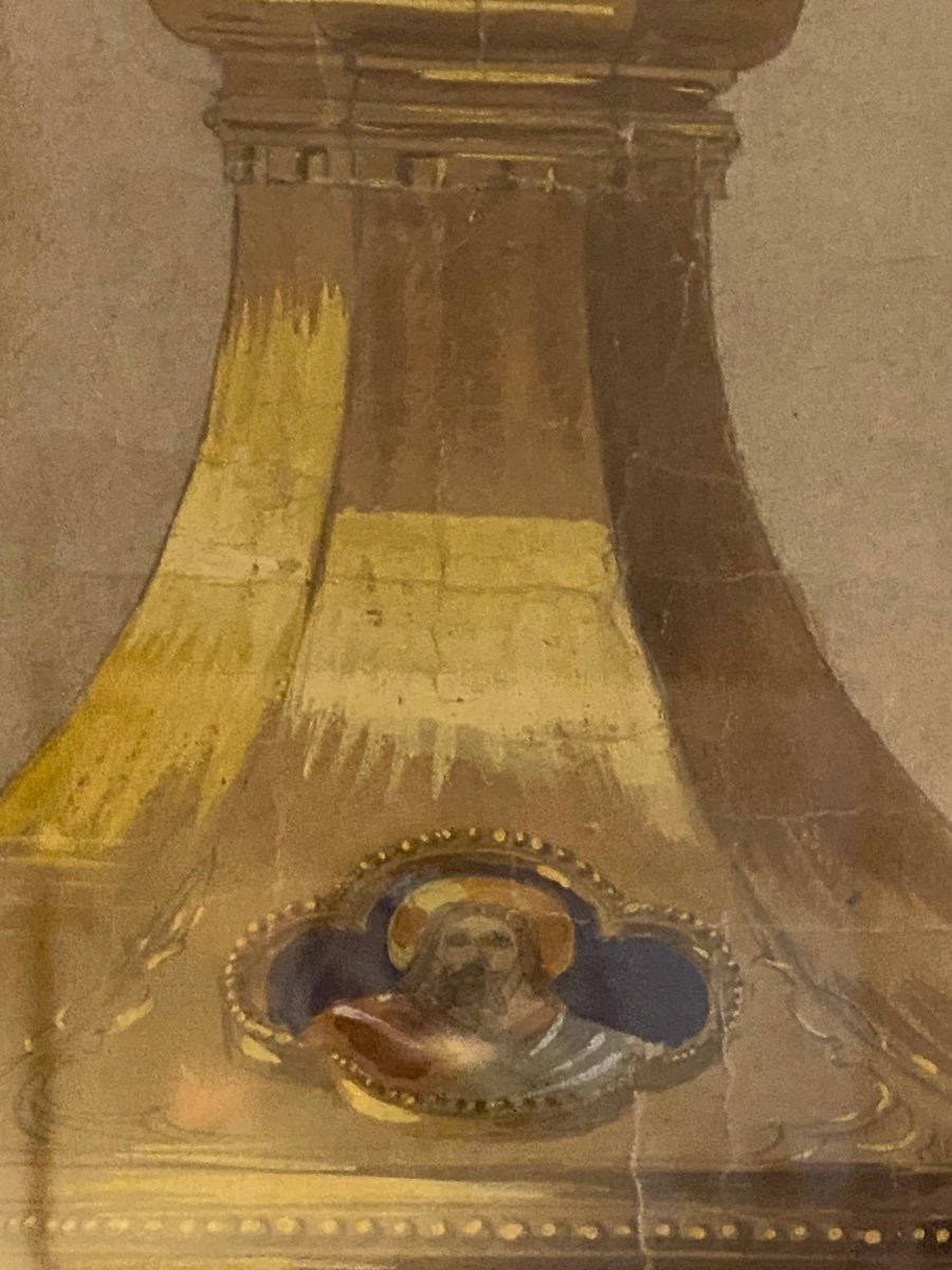 Monstrance, Gouache In The Style Of Placide Poussielgue-rusand (1824-1889)-photo-6