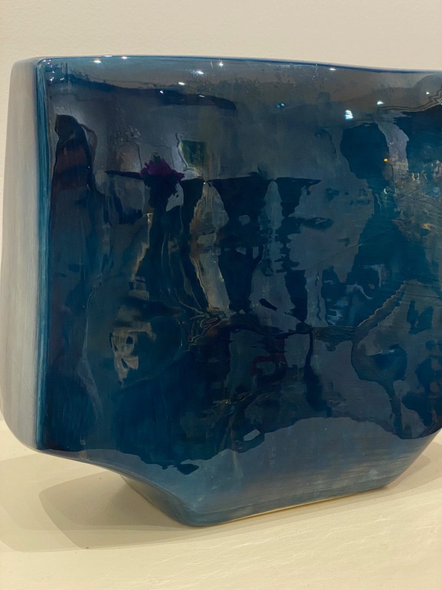 Max Idlas (1932-2020), Vase En Céramique Bleue-photo-2