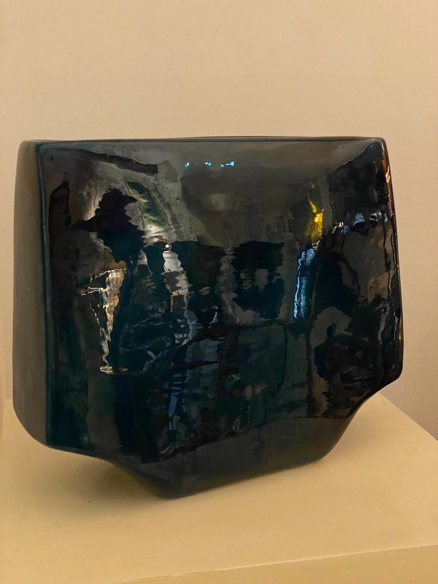 Max Idlas (1932-2020), Vase En Céramique Bleue-photo-4