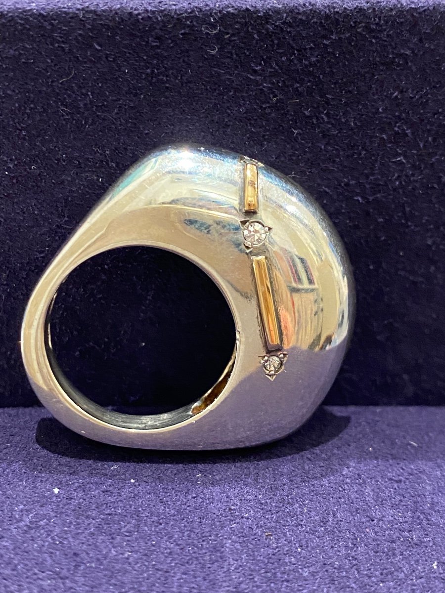 Janine Renard (1947), Large Bague Bombée Moderniste-photo-2