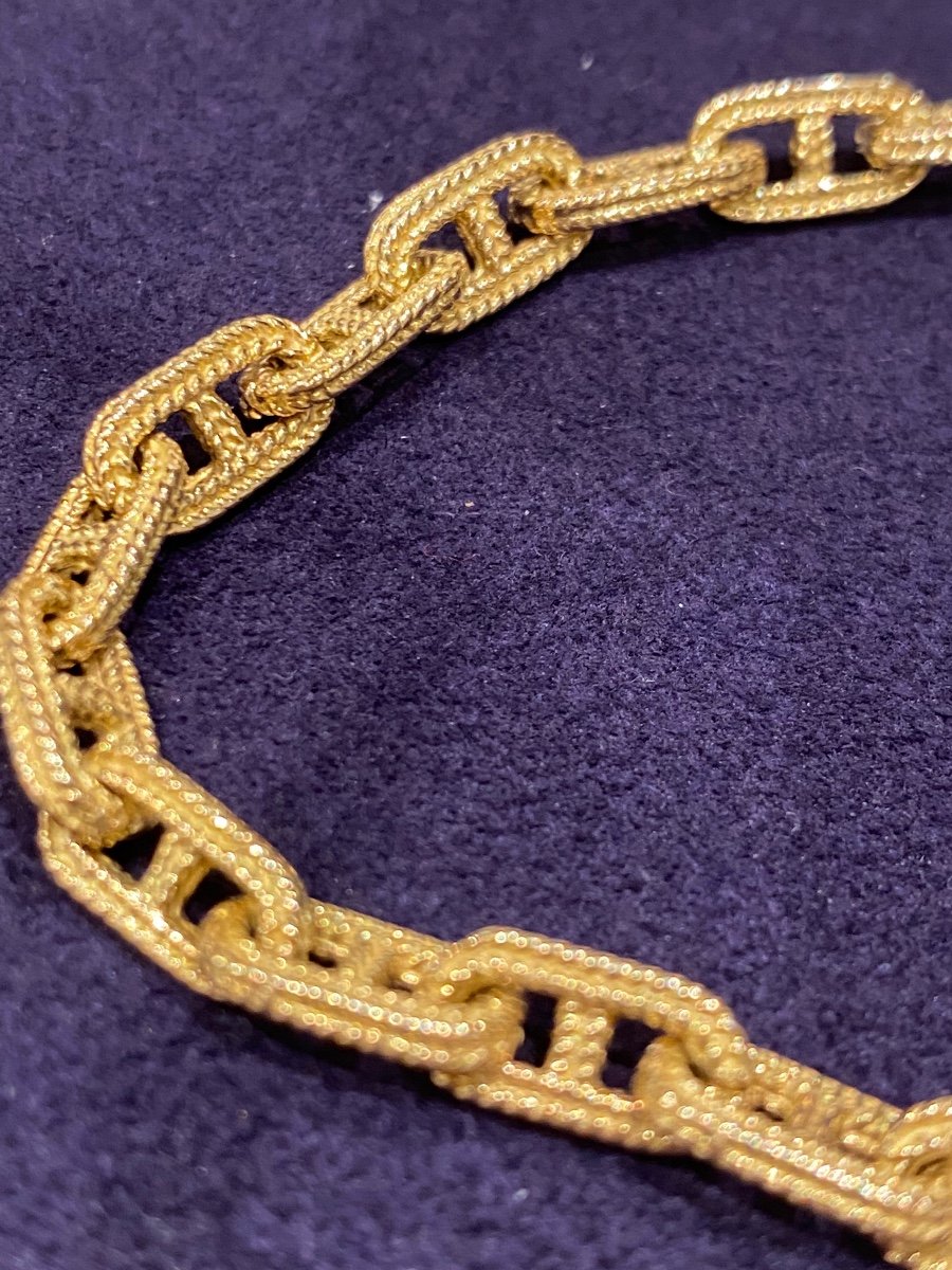 Textured Navy Mesh Gold Bracelet-photo-2