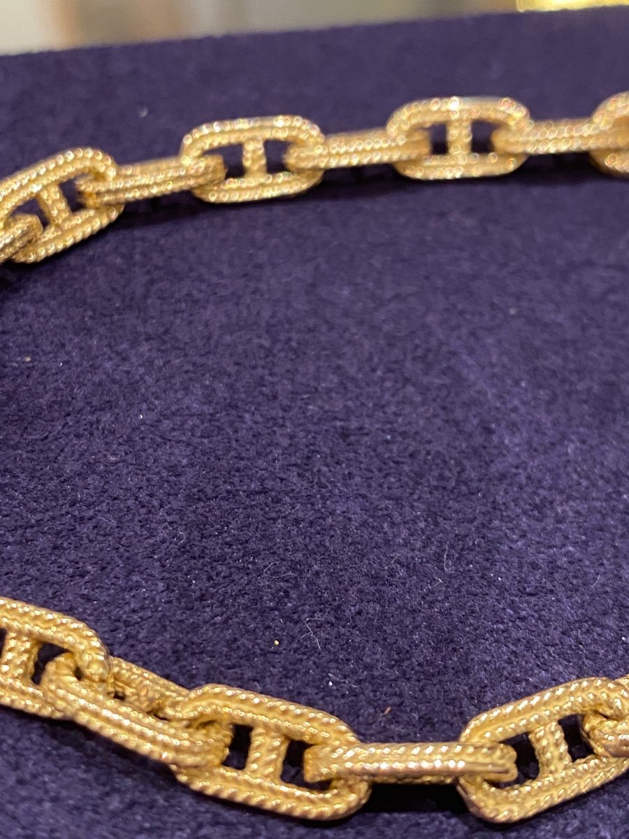 Textured Navy Mesh Gold Bracelet-photo-3