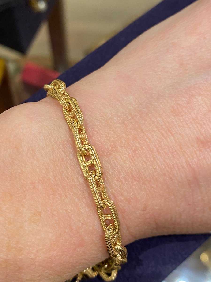 Textured Navy Mesh Gold Bracelet-photo-3