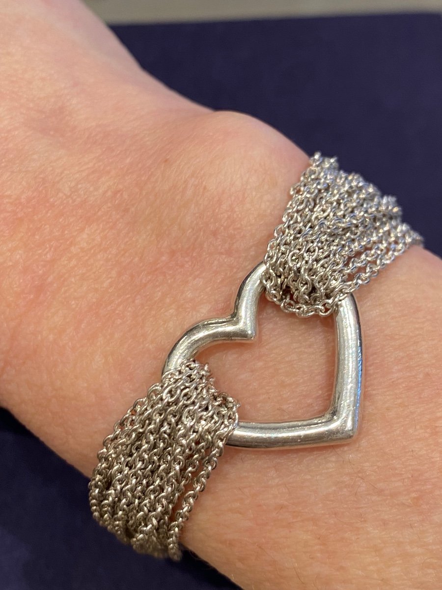 Tiffany & Co, Silver Multi-link Heart Bracelet By Elsa Peretti-photo-2