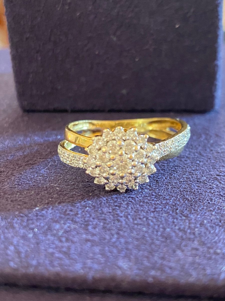 Double Ring Gold & Diamond Daisy Ring -photo-5