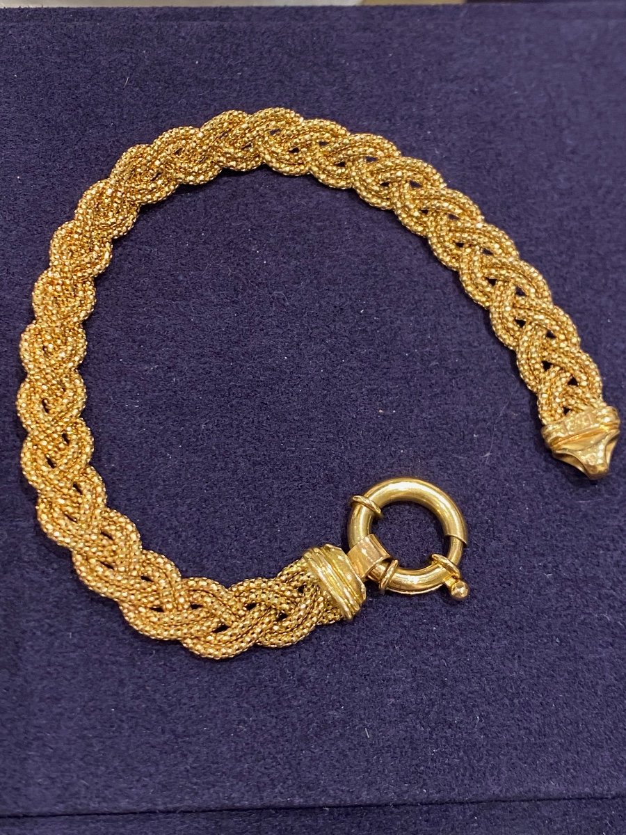 Bracelet En Or Maille Tressée effet perlé-photo-1