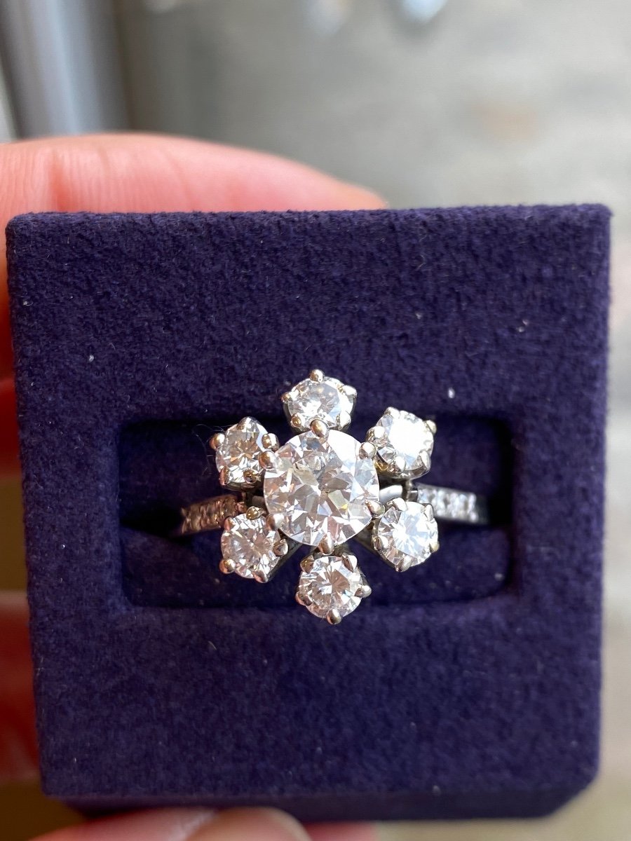 Bague Marguerite Or Gris & Diamants-photo-3