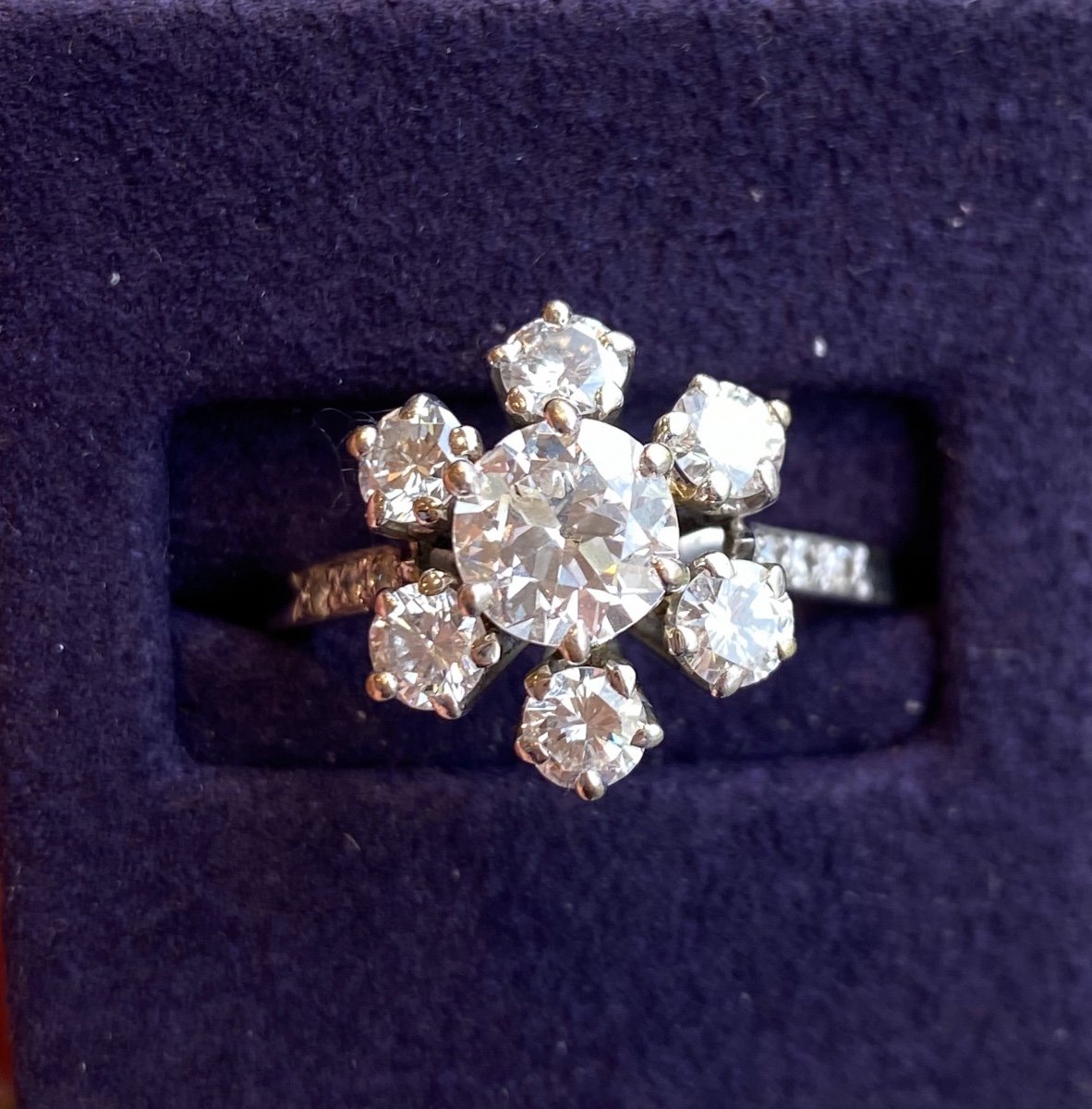 Bague Marguerite Or Gris & Diamants