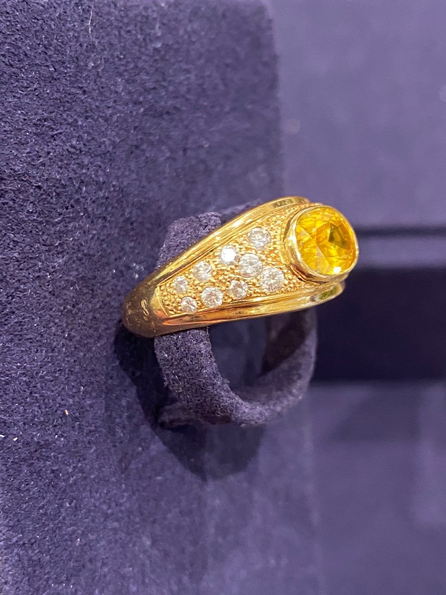 Bague Bandeau Saphir Jaune & Diamants-photo-3