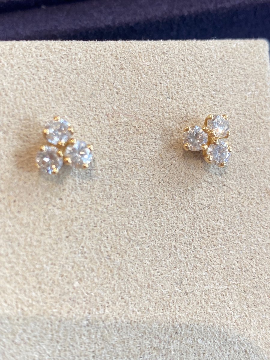 Gold & Diamond Clover Motif Earrings-photo-2