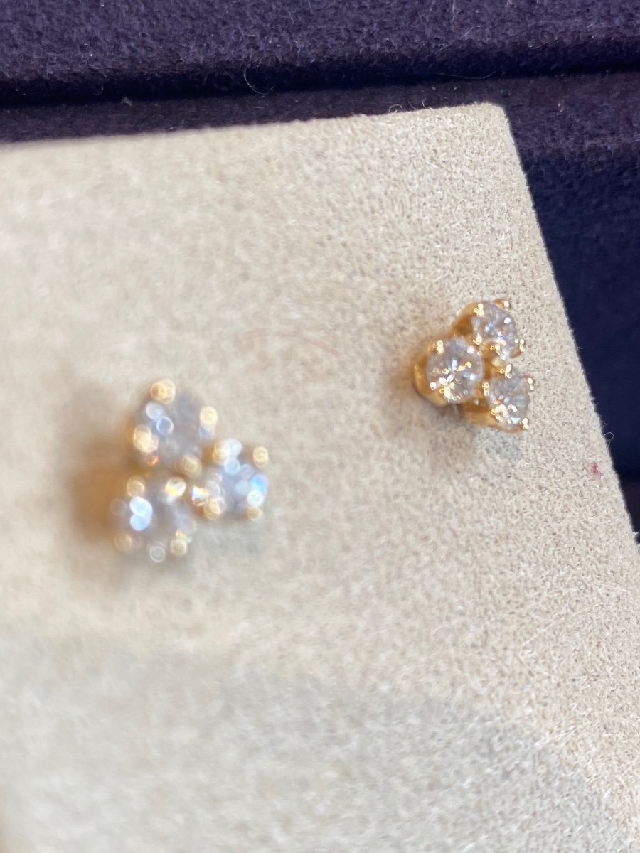 Gold & Diamond Clover Motif Earrings-photo-4