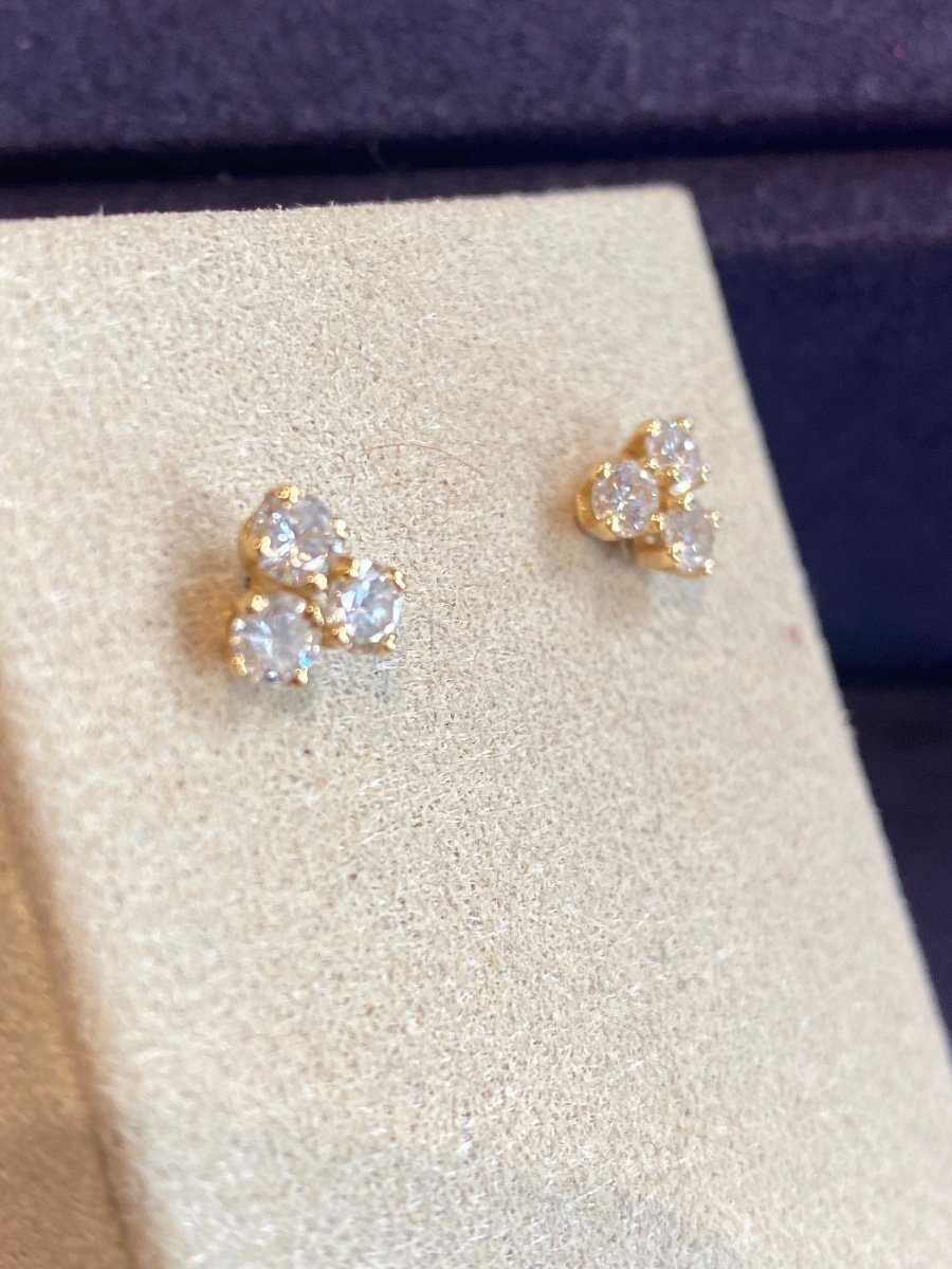 Gold & Diamond Clover Motif Earrings-photo-5