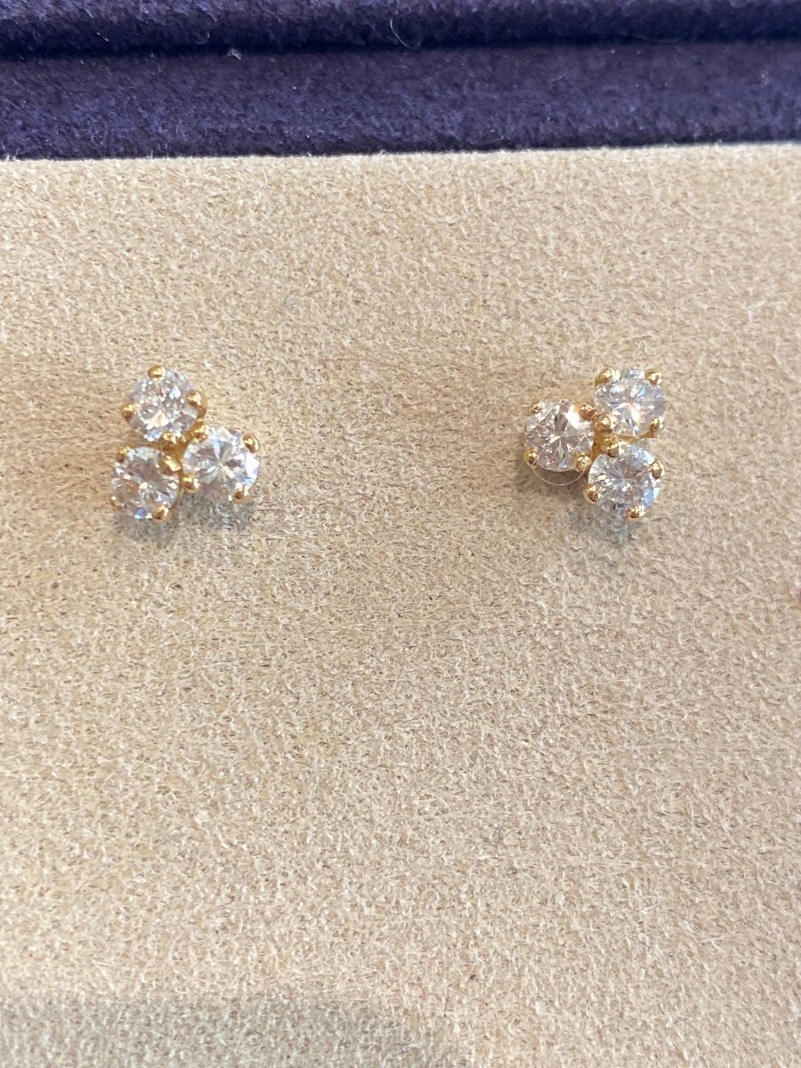 Gold & Diamond Clover Motif Earrings-photo-6