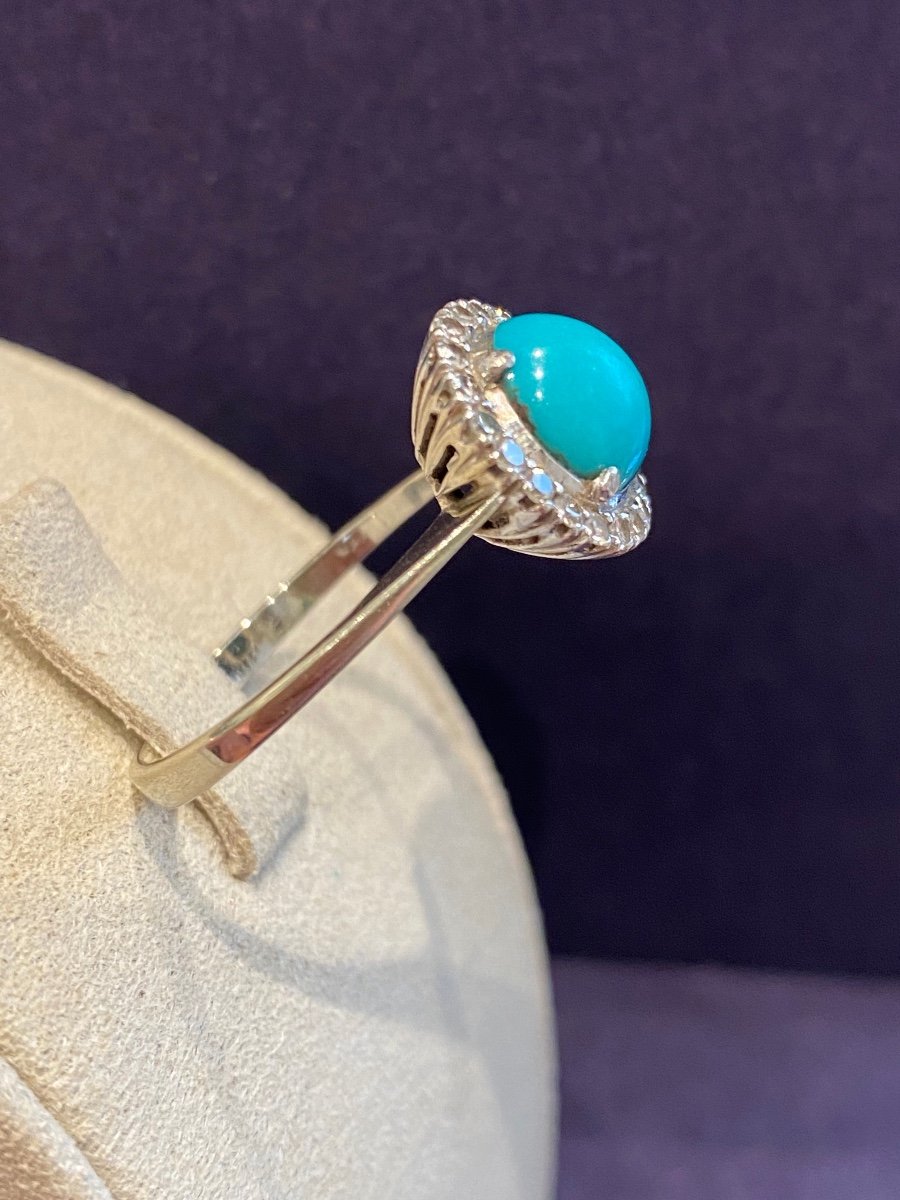 Turquoise & Diamond Daisy Ring-photo-2