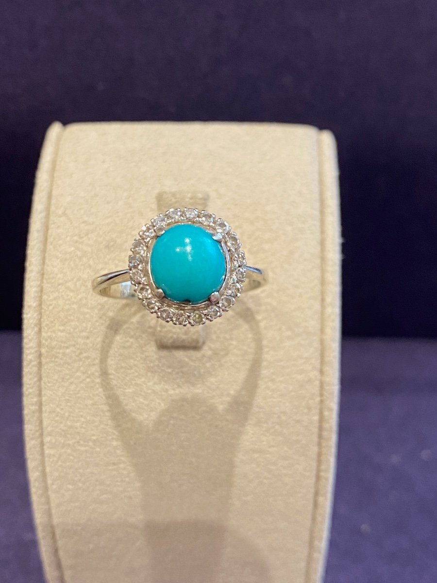 Turquoise & Diamond Daisy Ring-photo-3