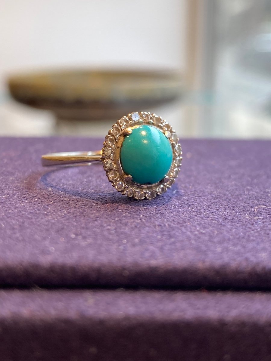 Turquoise & Diamond Daisy Ring-photo-4